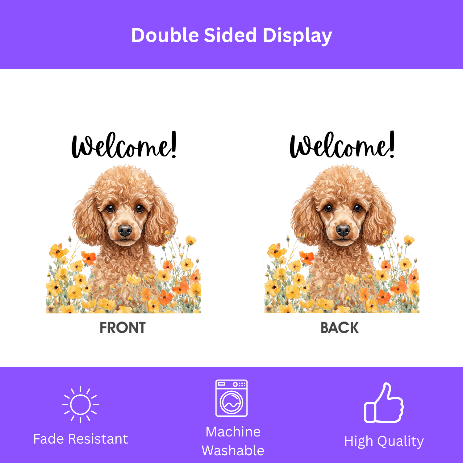 Yellow Poppies Chocolate Toy Poodle Welcome Garden Flag