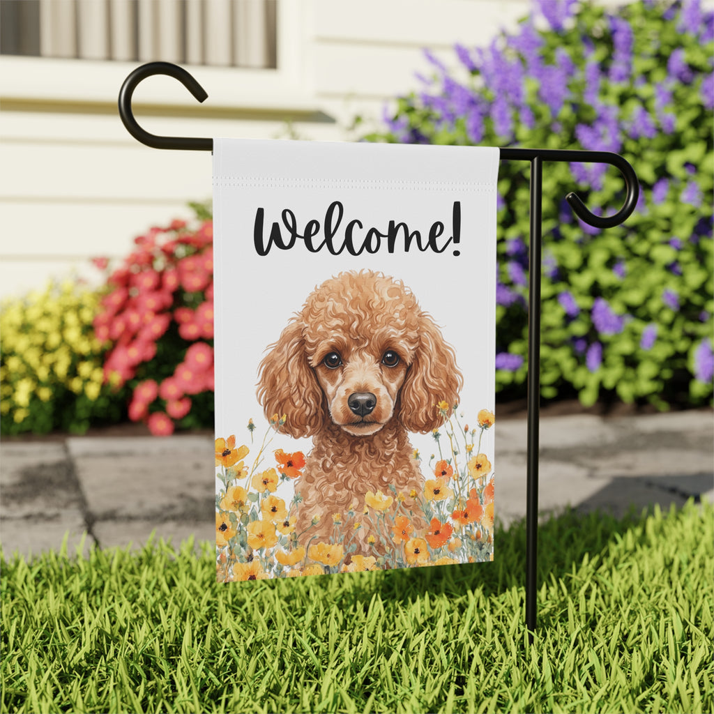 Yellow Poppies Chocolate Toy Poodle Welcome Garden Flag