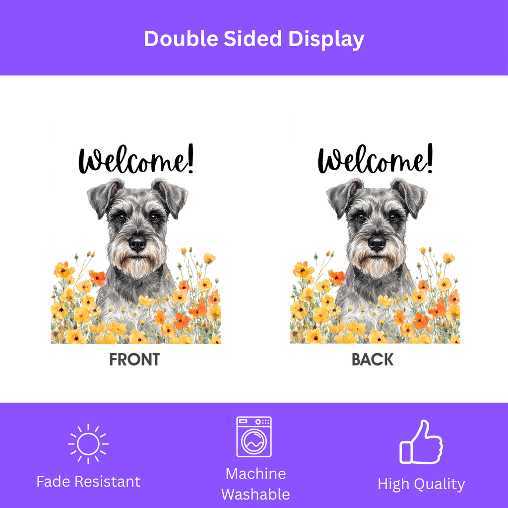 Yellow Poppies Schnauzer Welcome Garden Flag