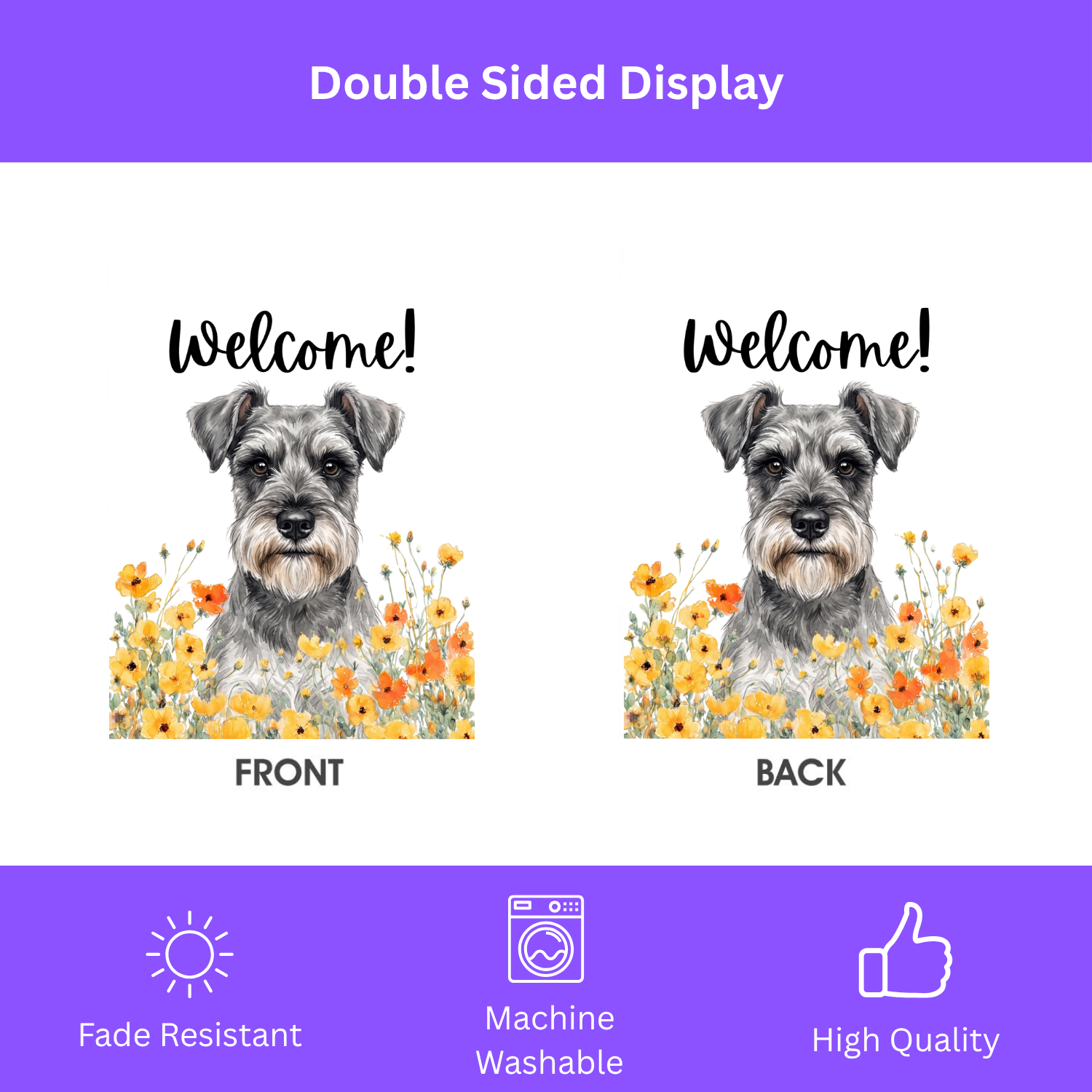 Yellow Poppies Schnauzer Welcome Garden Flag