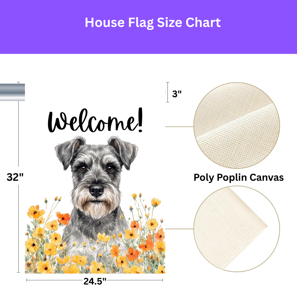 Yellow Poppies Schnauzer Welcome Garden Flag