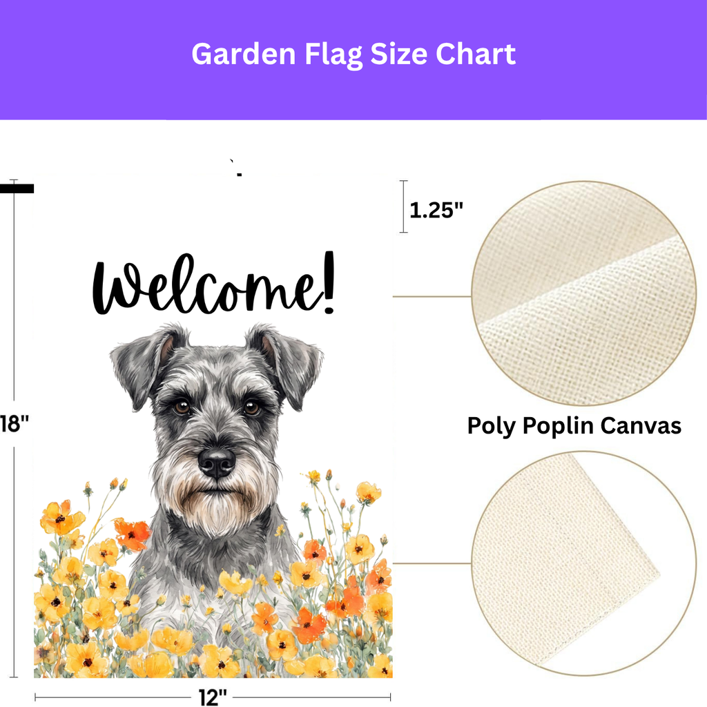 Yellow Poppies Schnauzer Welcome Garden Flag