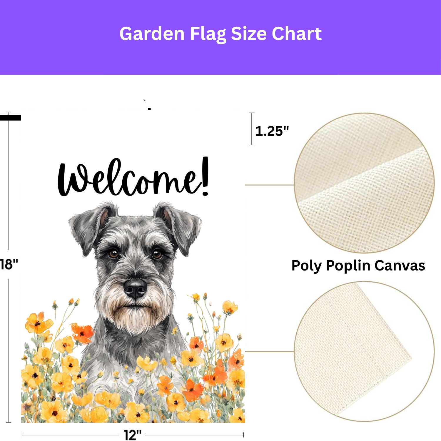 Yellow Poppies Schnauzer Welcome Garden Flag