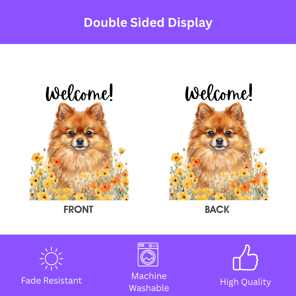 Yellow Poppies Pomeranian Welcome Garden Flag