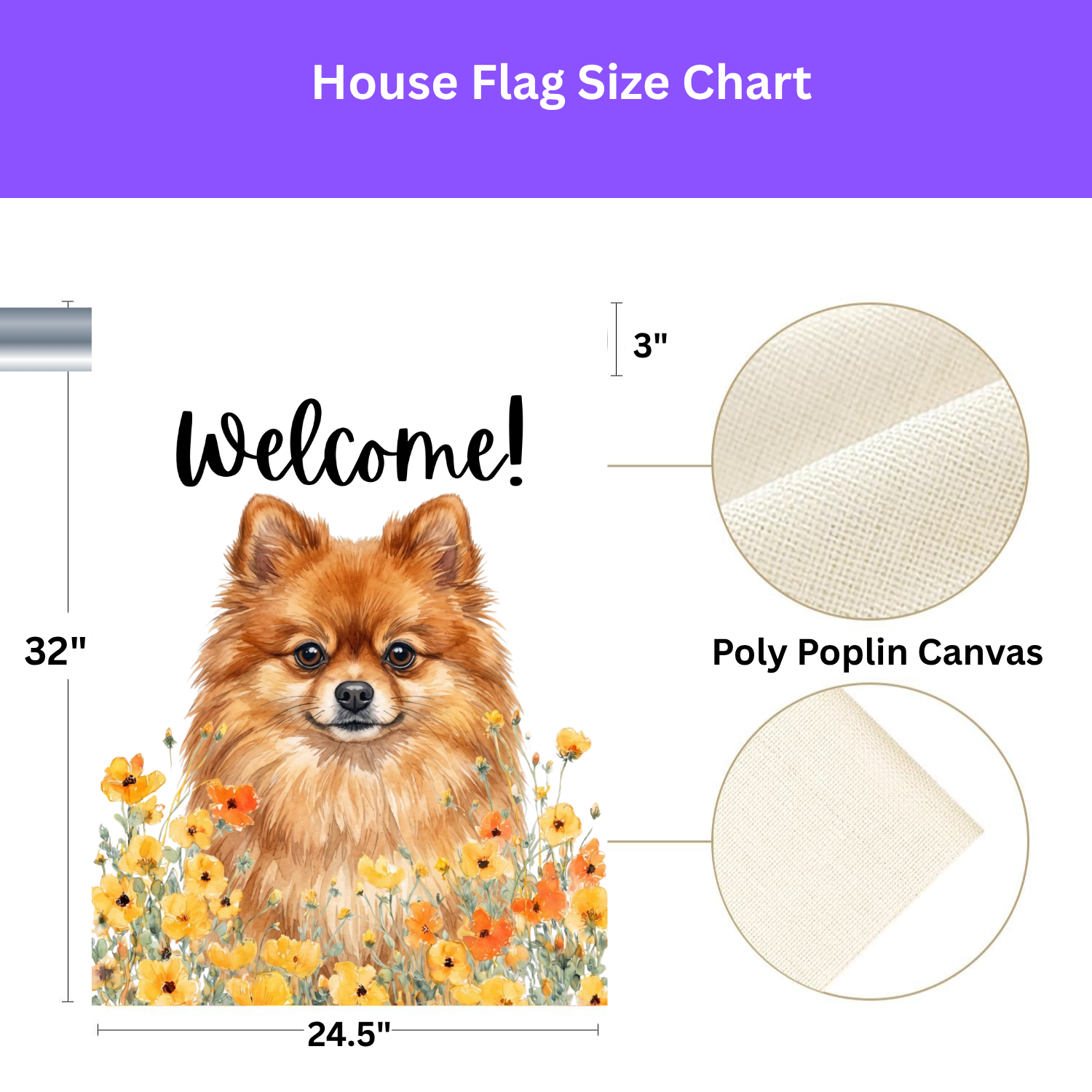 Yellow Poppies Pomeranian Welcome Garden Flag