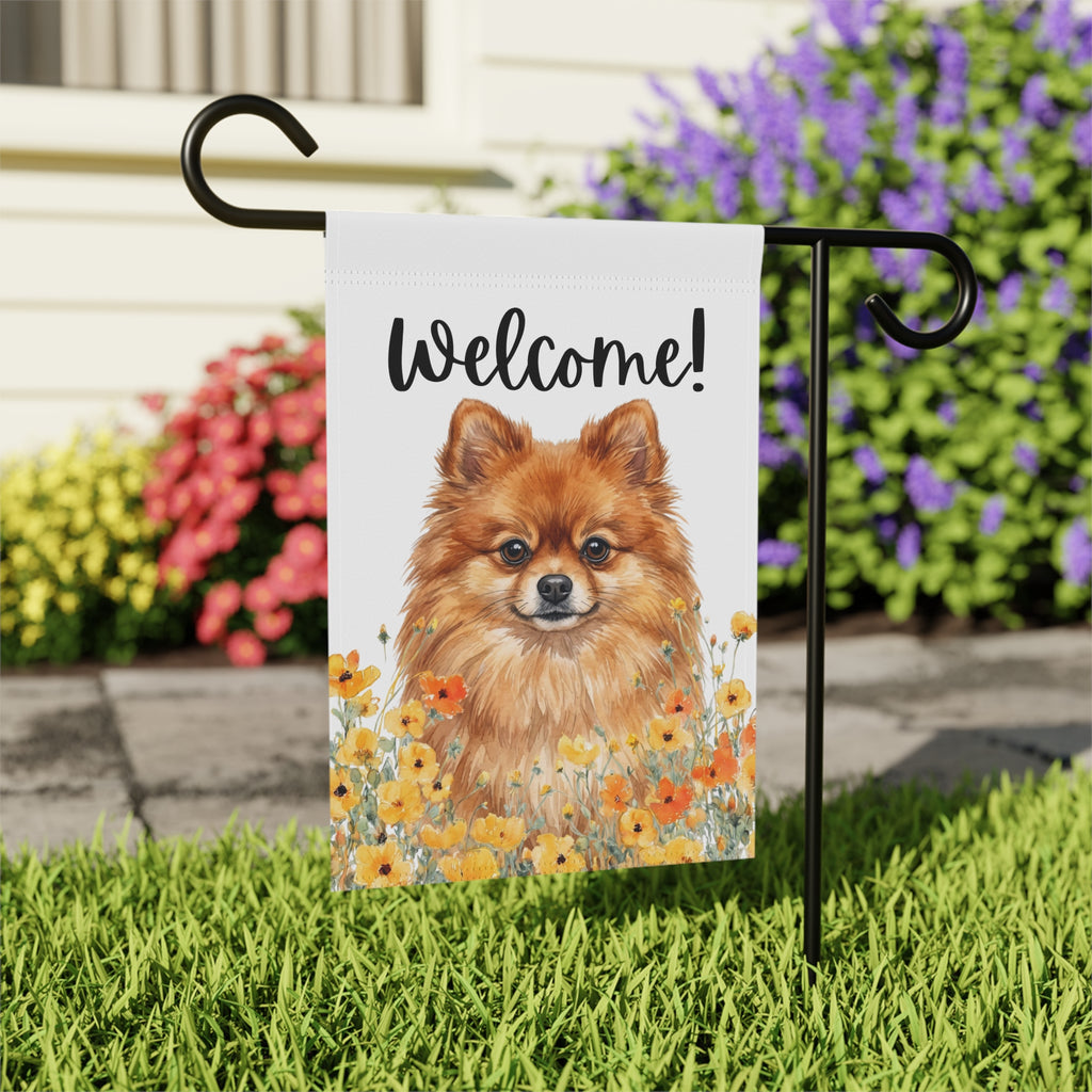 Yellow Poppies Pomeranian Welcome Garden Flag