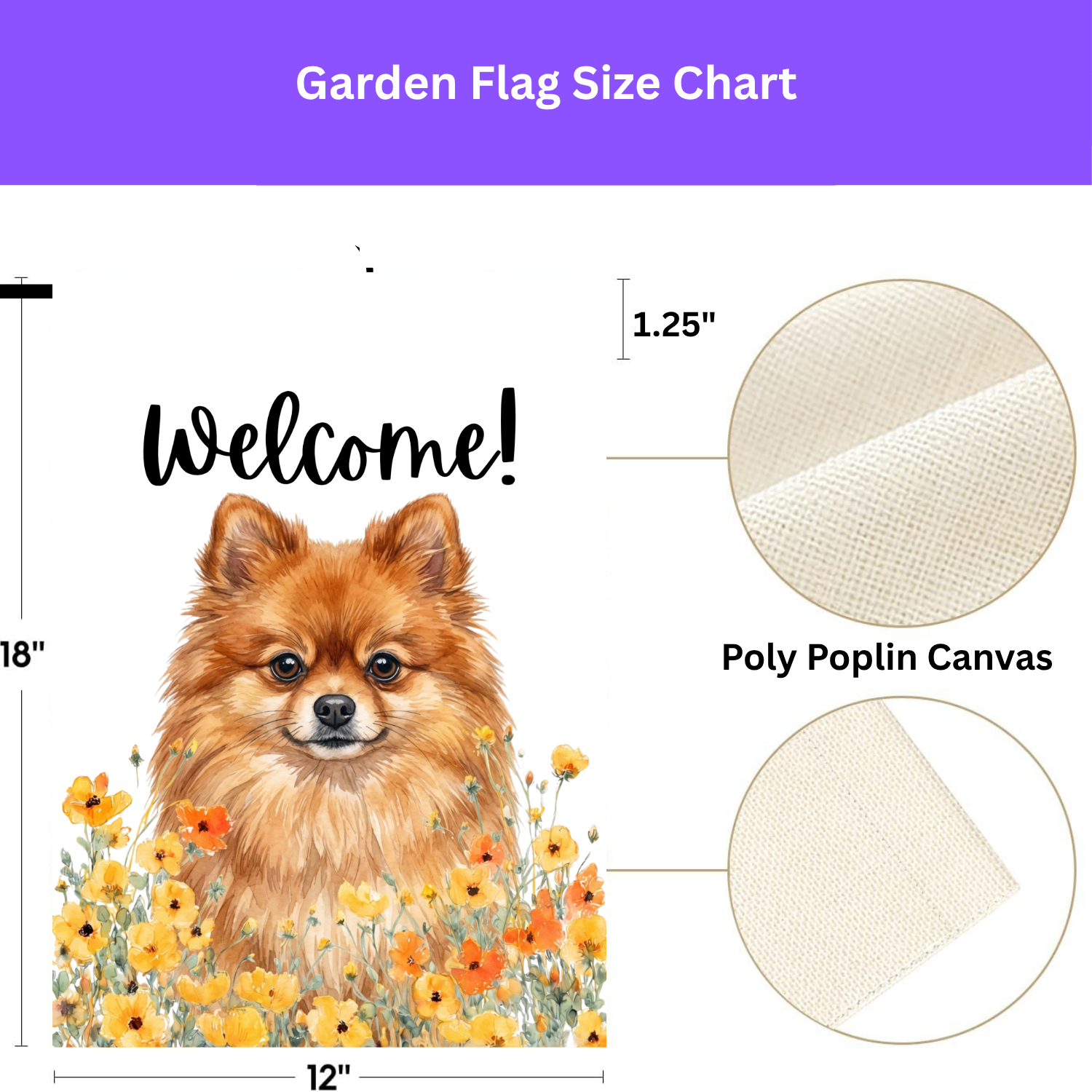 Yellow Poppies Pomeranian Welcome Garden Flag