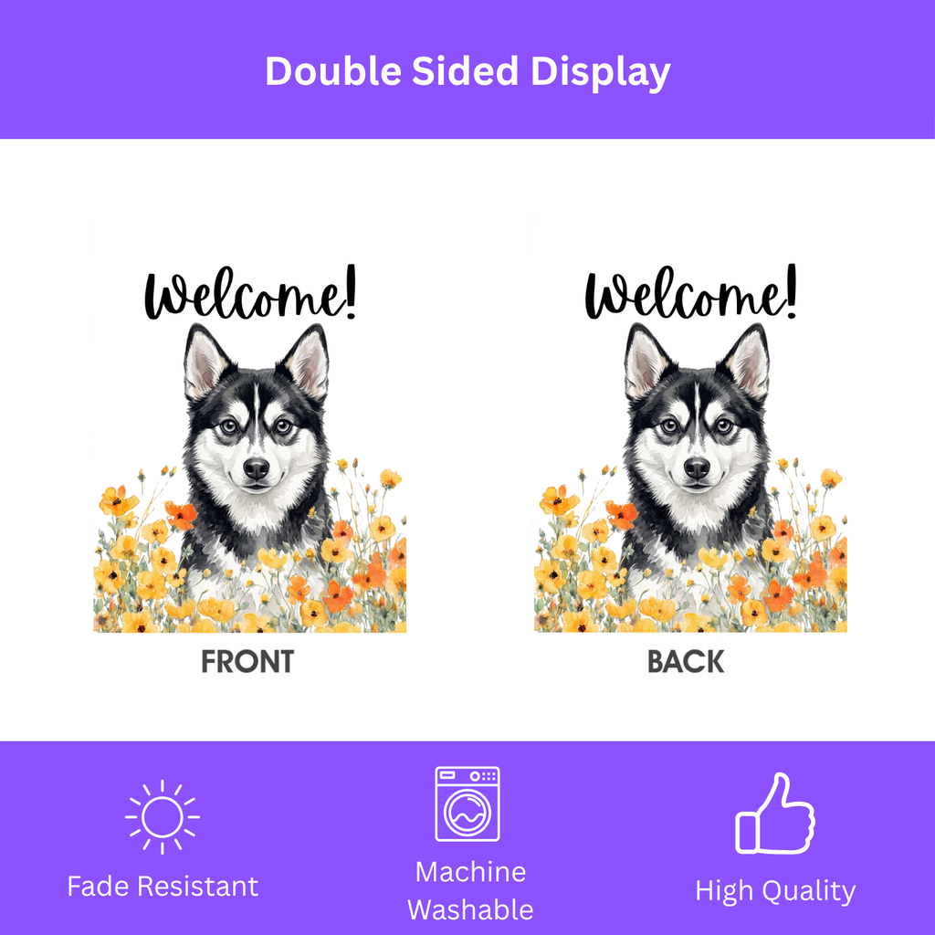 Yellow Poppies Alaskan Klee Kai Welcome Garden Flag