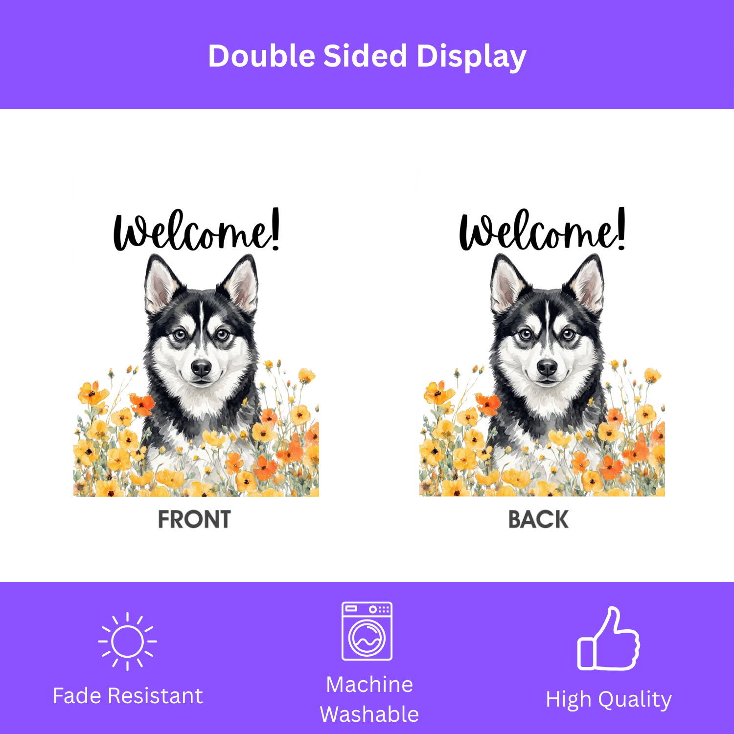 Yellow Poppies Alaskan Klee Kai Welcome Garden Flag
