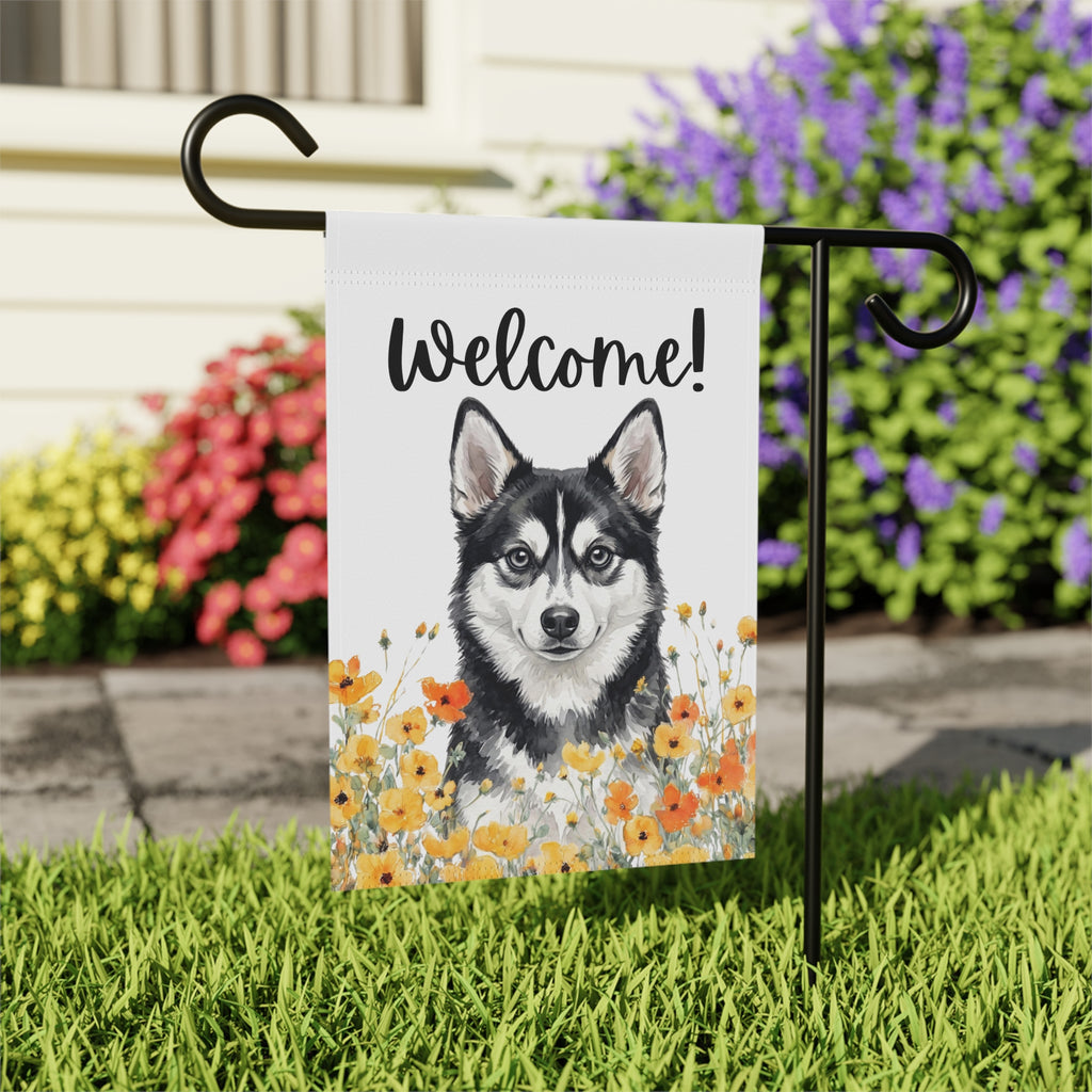 Yellow Poppies Alaskan Klee Kai Welcome Garden Flag