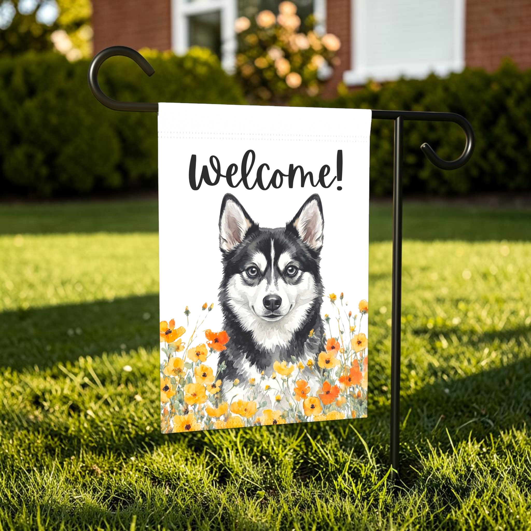 Yellow Poppies Alaskan Klee Kai Welcome Garden Flag