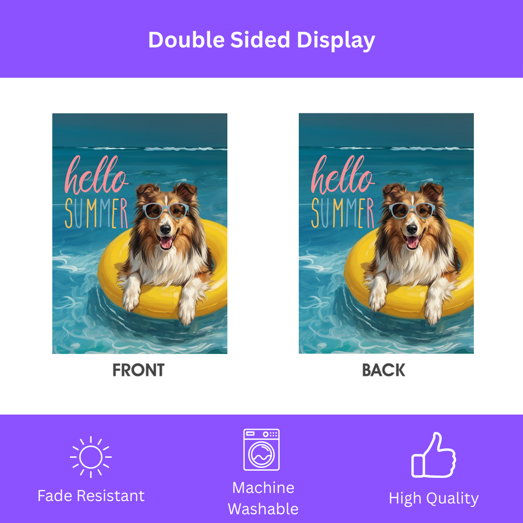 Hello Summer Sheltie Garden Flag