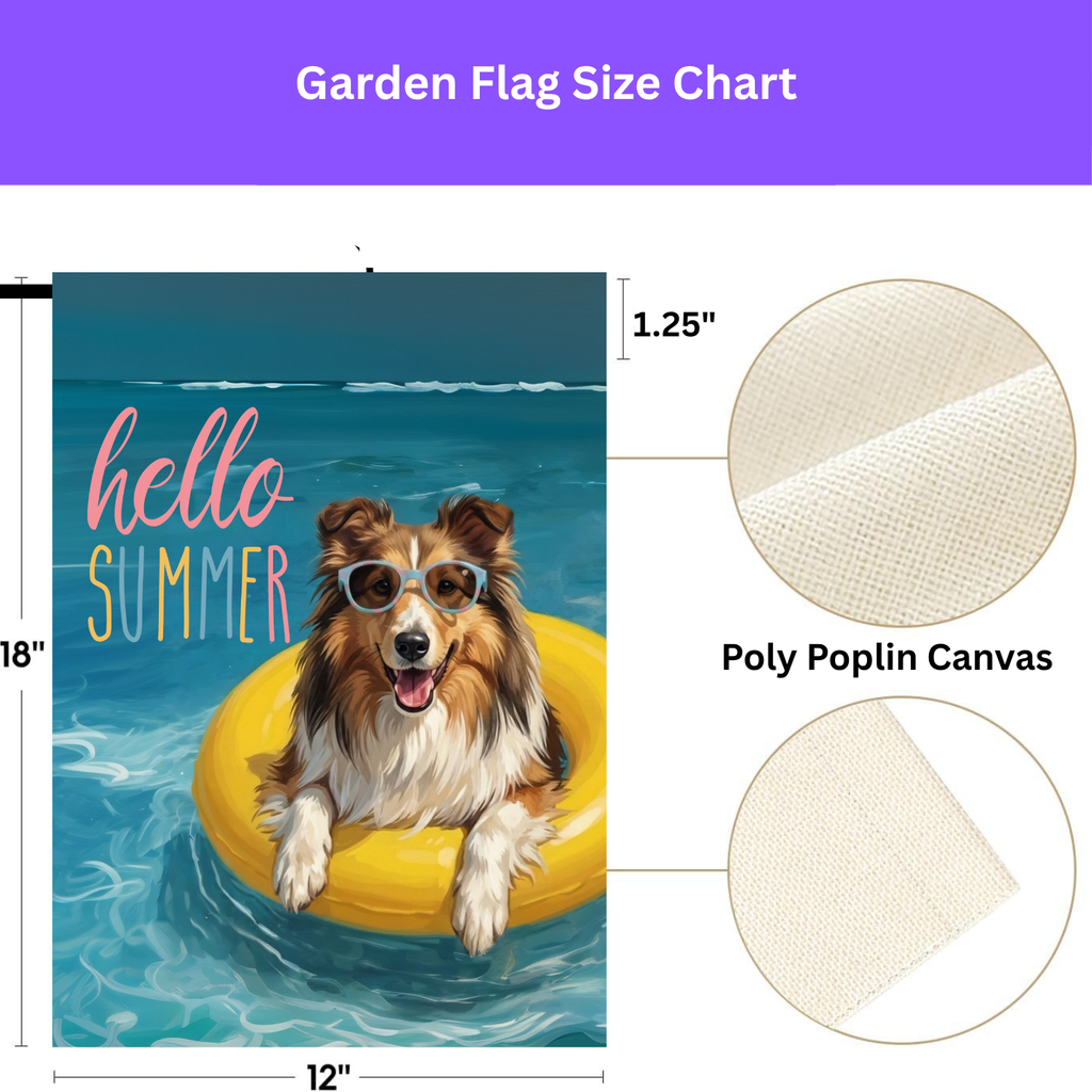 Hello Summer Sheltie Garden Flag