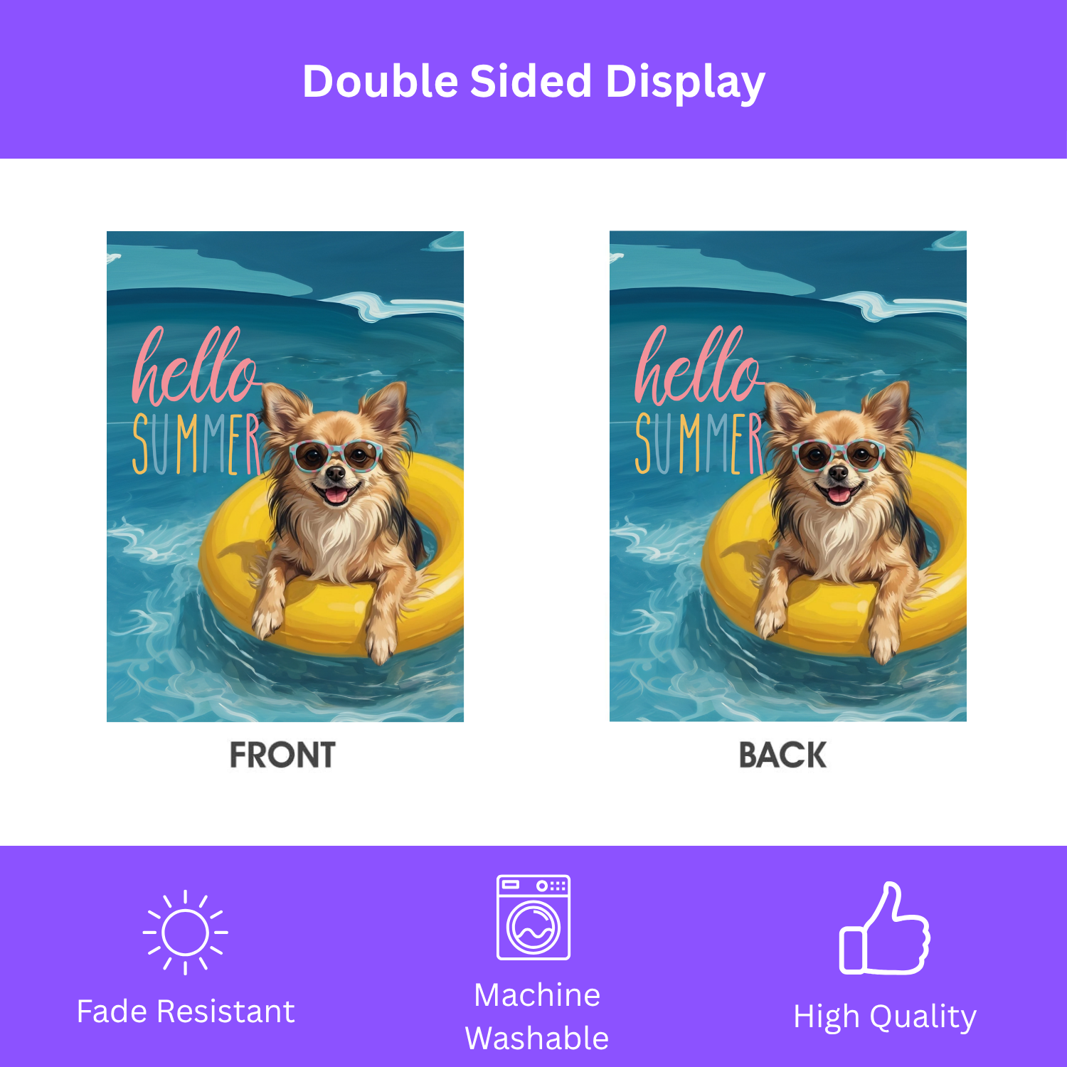 Hello Summer Long Hair Chihuahua Garden Flag