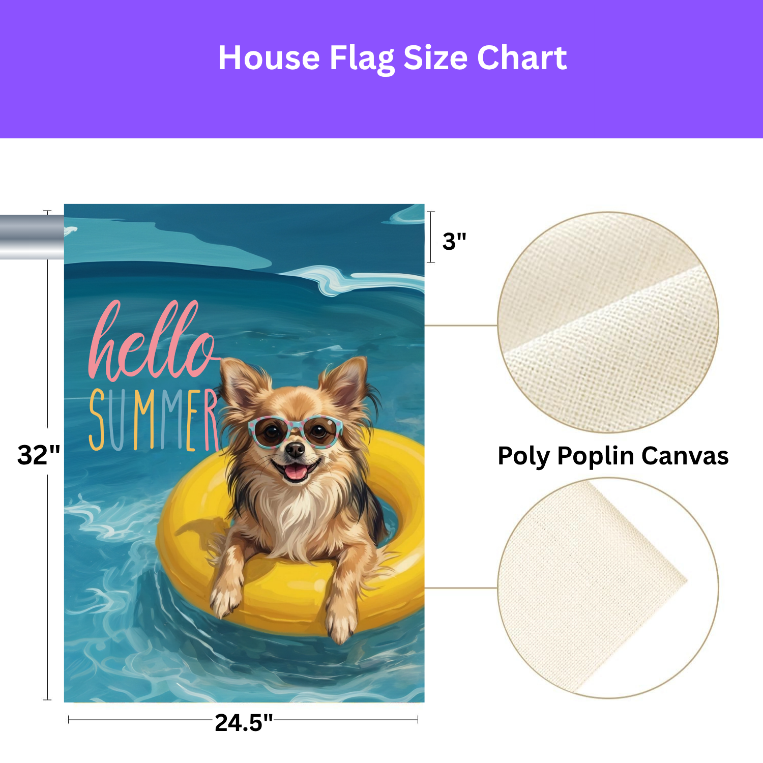 Hello Summer Long Hair Chihuahua Garden Flag