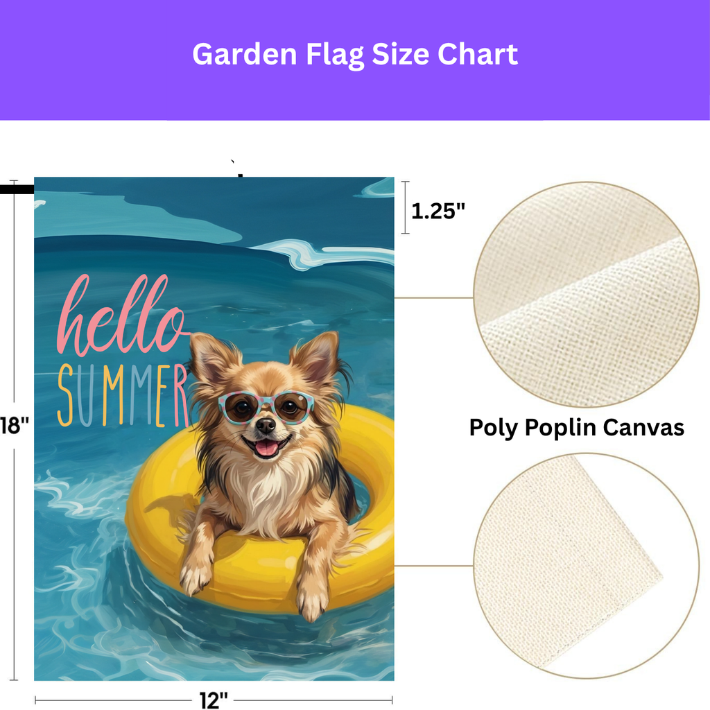 Hello Summer Long Hair Chihuahua Garden Flag
