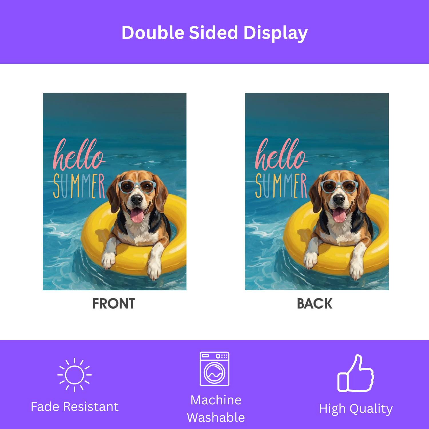 Hello Summer Beagle Garden Flag
