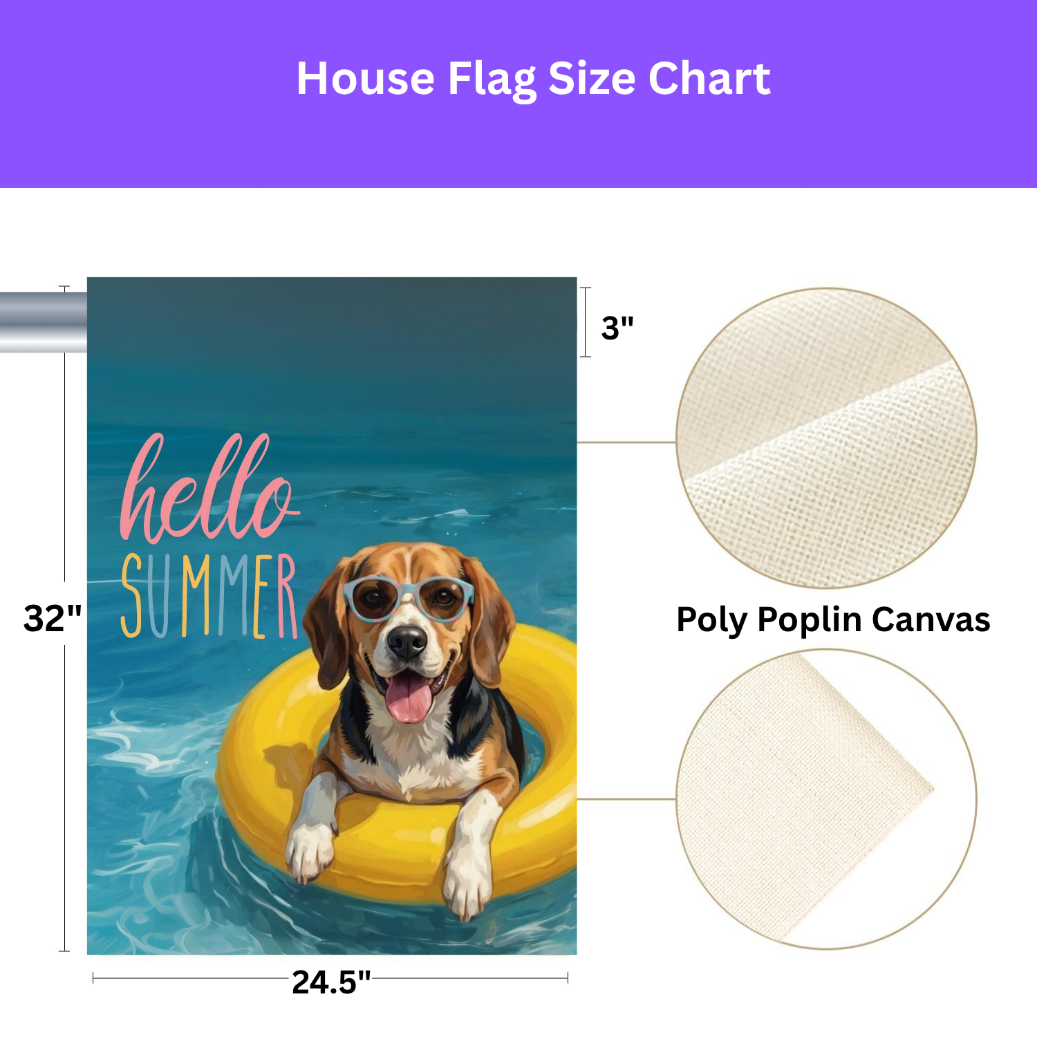 Hello Summer Beagle Garden Flag