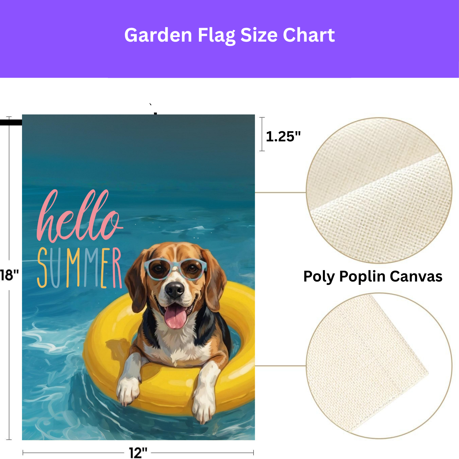 Hello Summer Beagle Garden Flag
