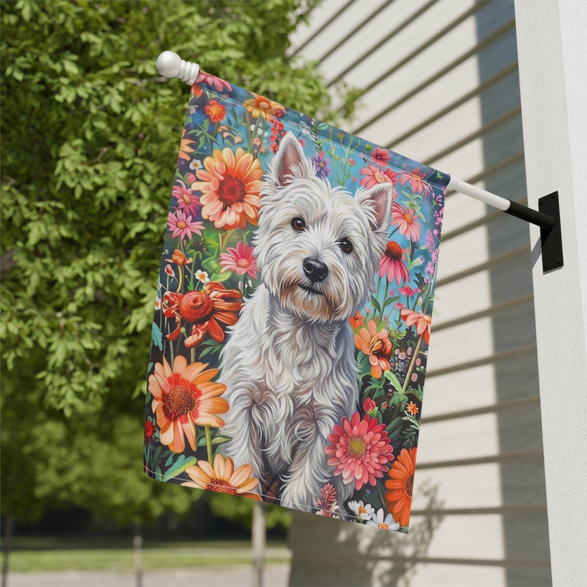 Flower Garden Westie Garden Flag