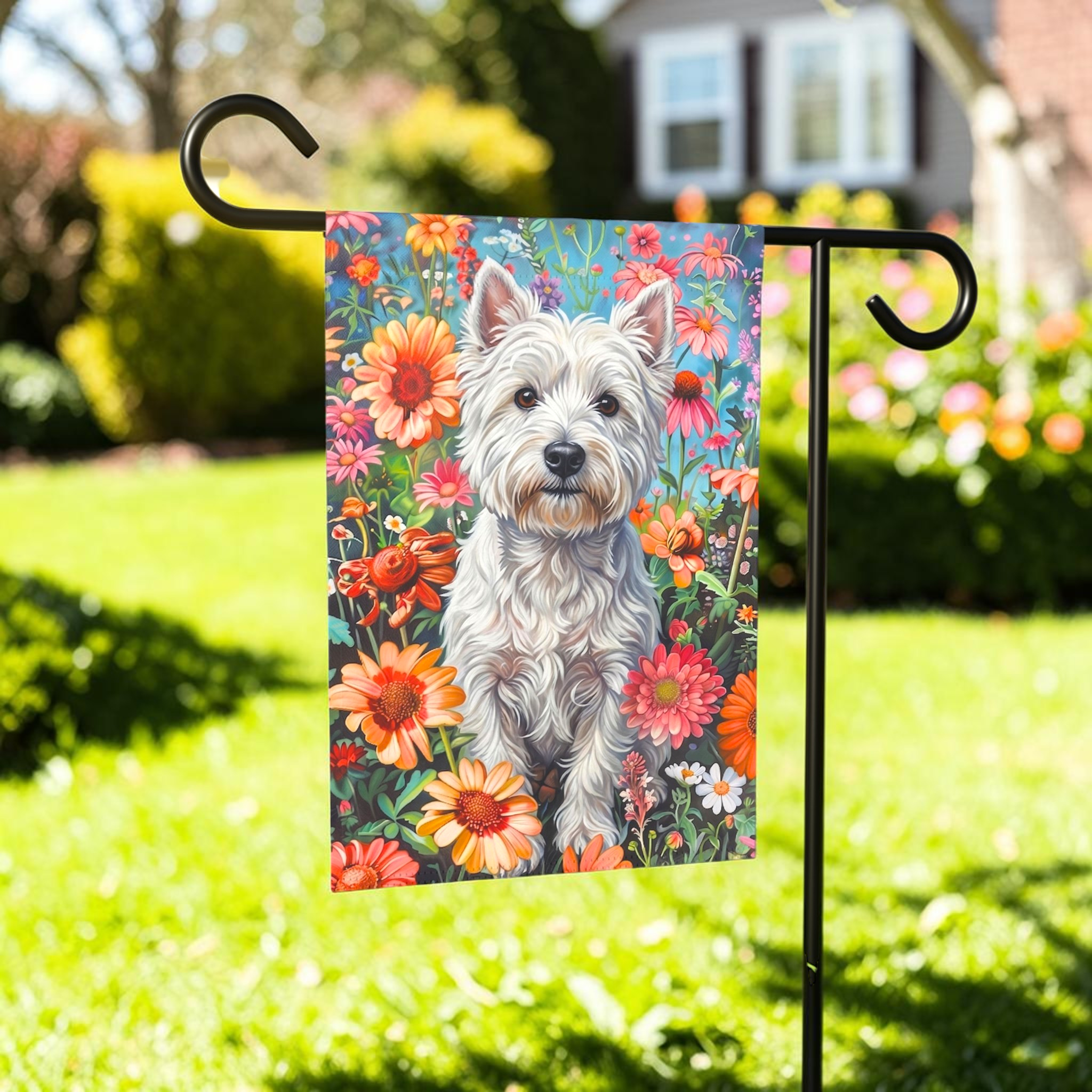 Flower Garden Westie Garden Flag