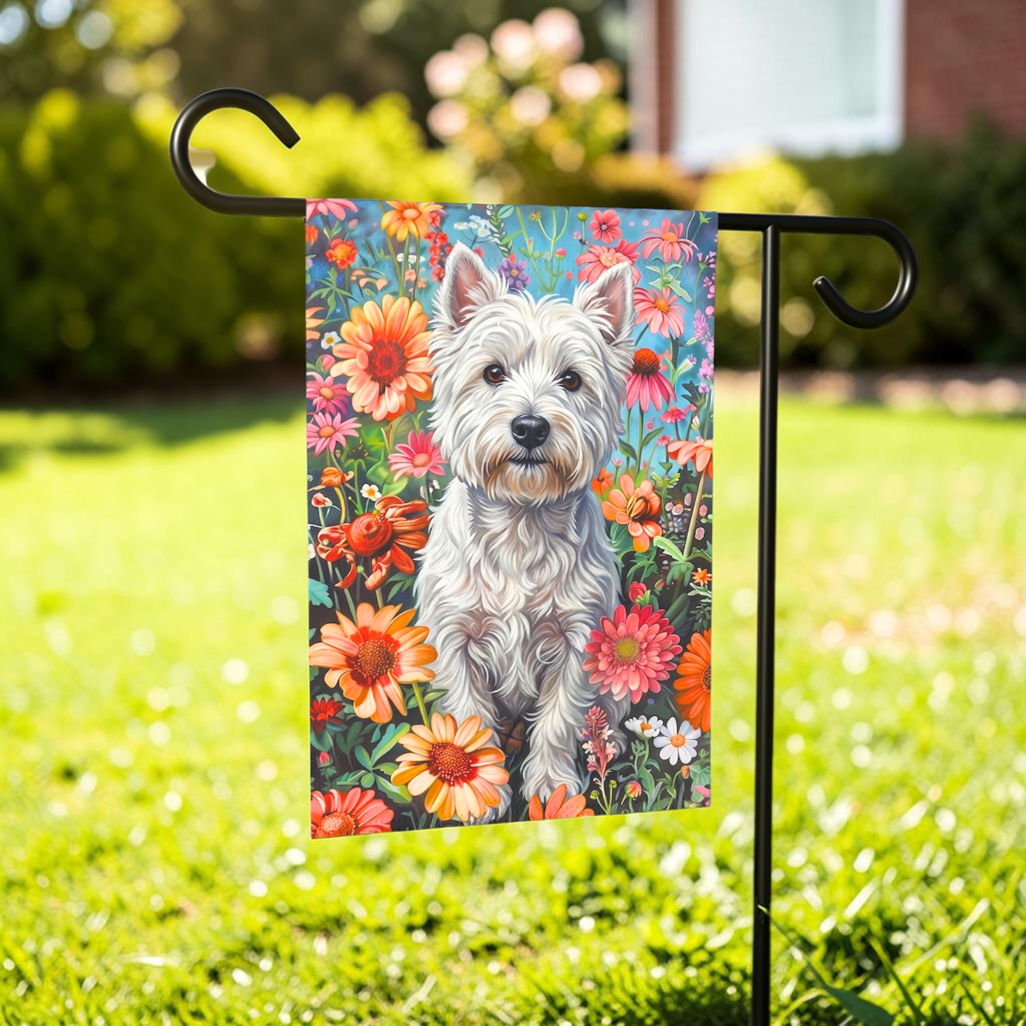 Flower Garden Westie Garden Flag