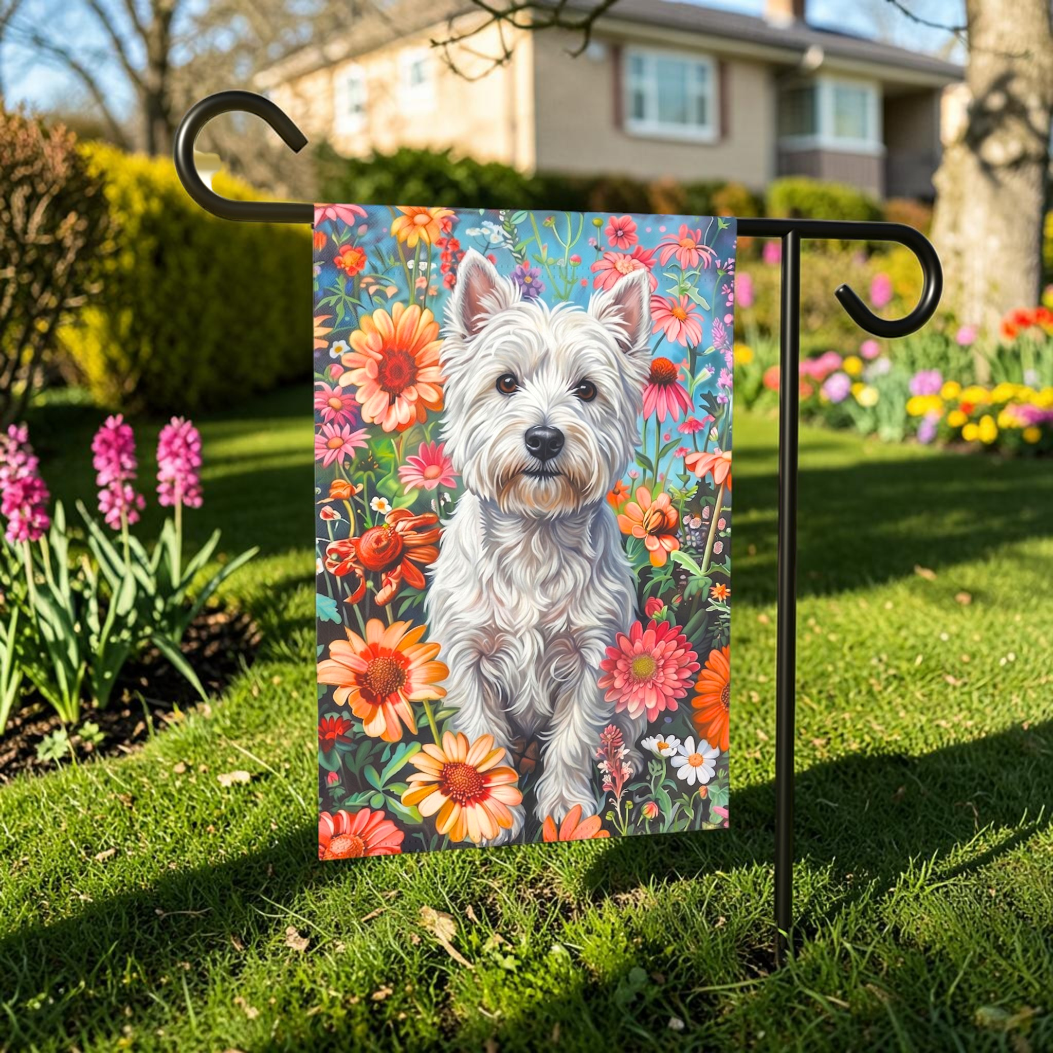 Flower Garden Westie Garden Flag