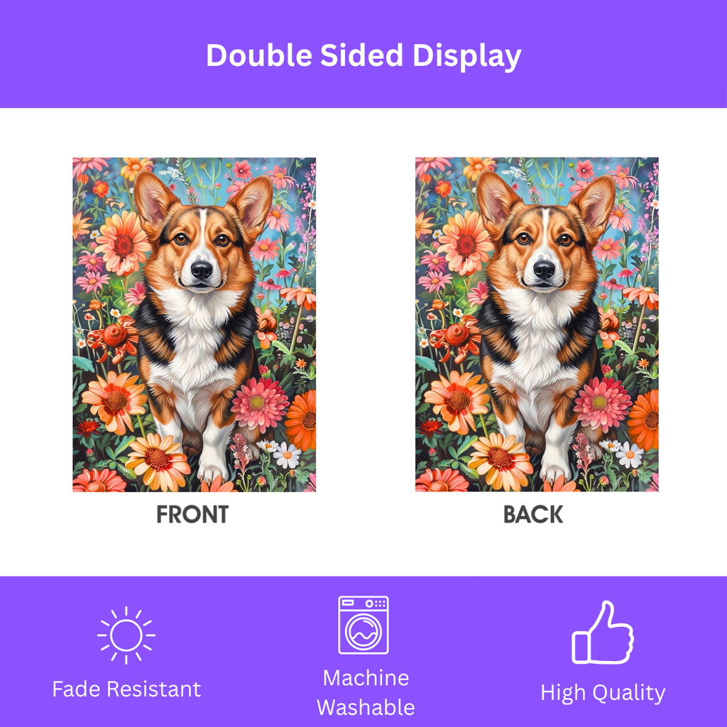 Flower Garden Corgi Garden Flag