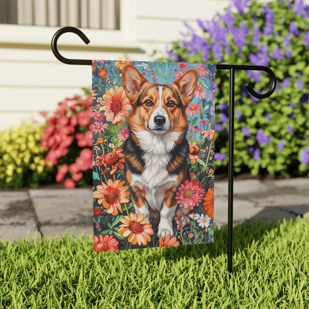 Flower Garden Corgi Garden Flag
