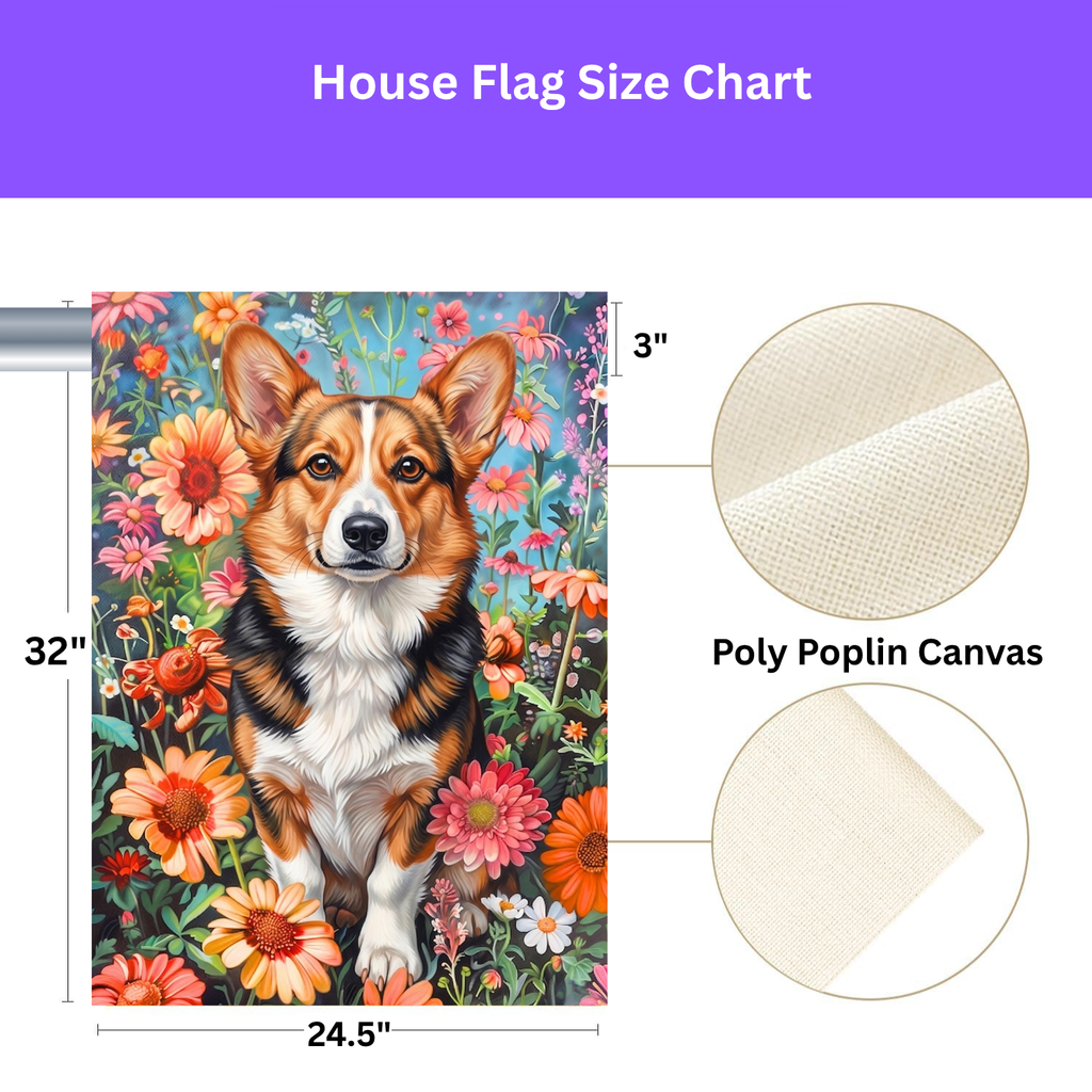 Flower Garden Corgi Garden Flag
