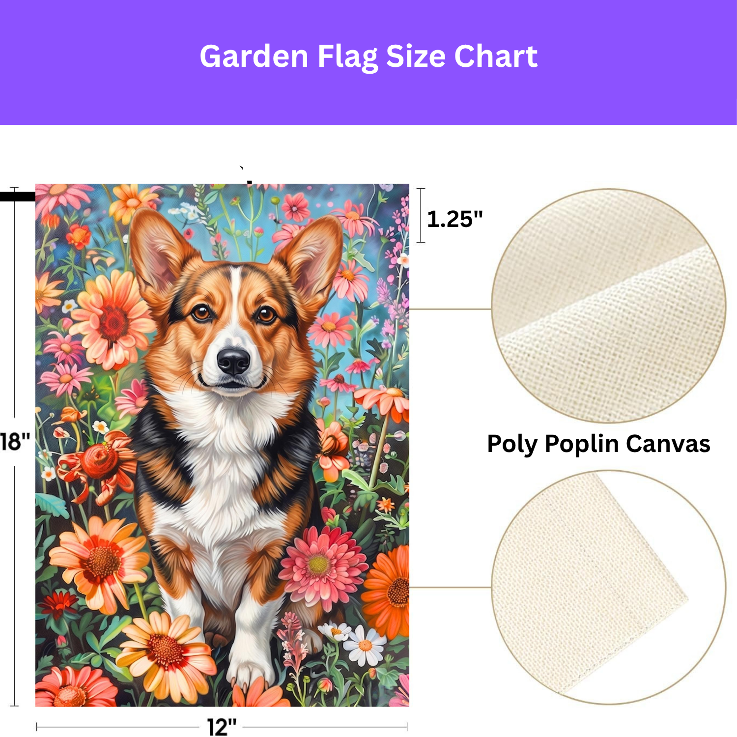 Flower Garden Corgi Garden Flag