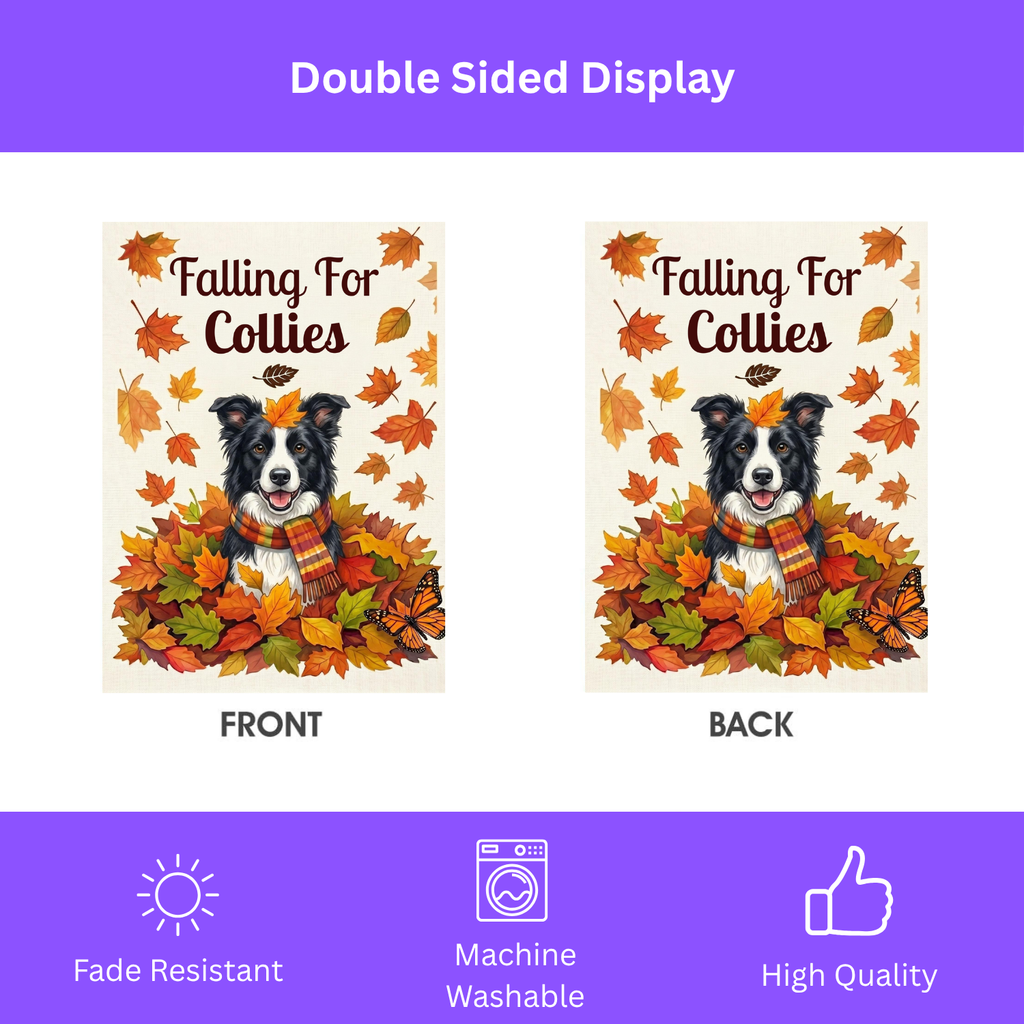 Falling for Border Collies Garden Flag