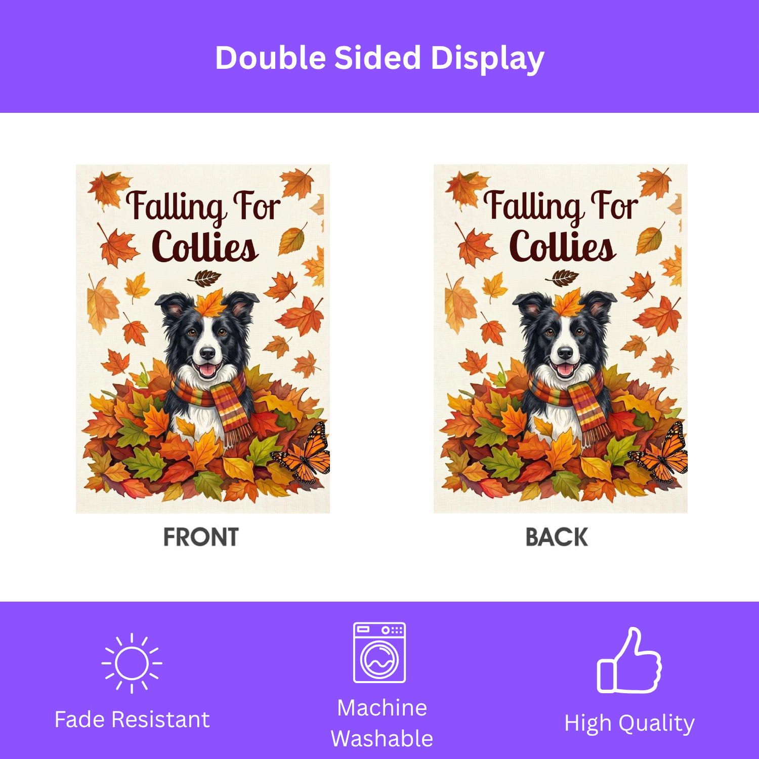 Falling for Border Collies Garden Flag