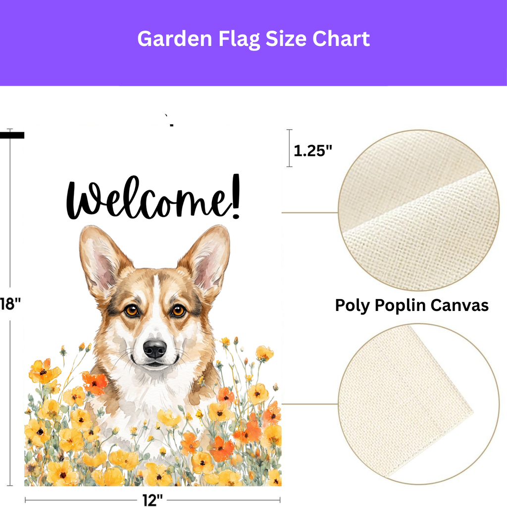 Yellow Poppies Corgi Welcome Garden Flag