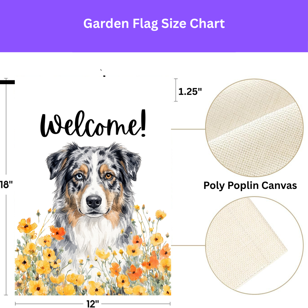 Yellow Poppies Australian Shepherd Welcome Garden Flag