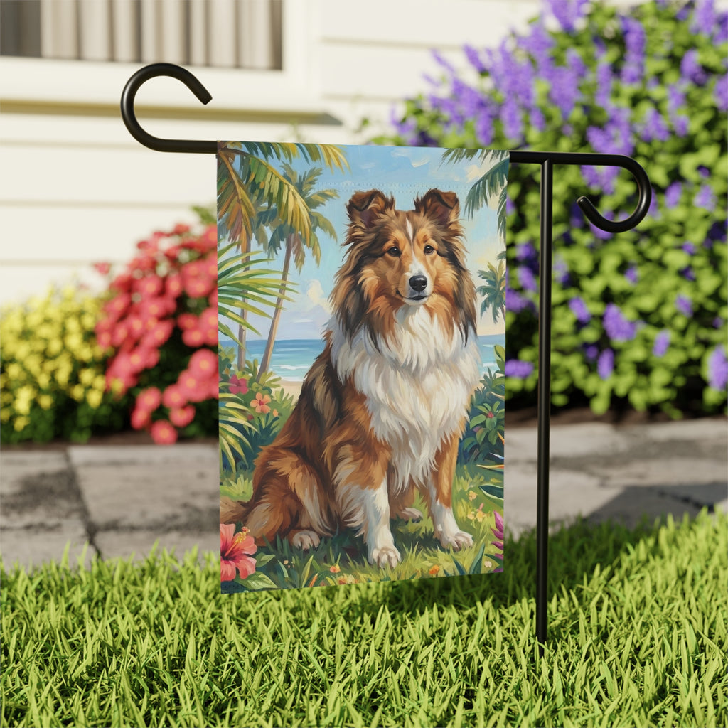 Palm Tree Summer Sheltie Garden Flag