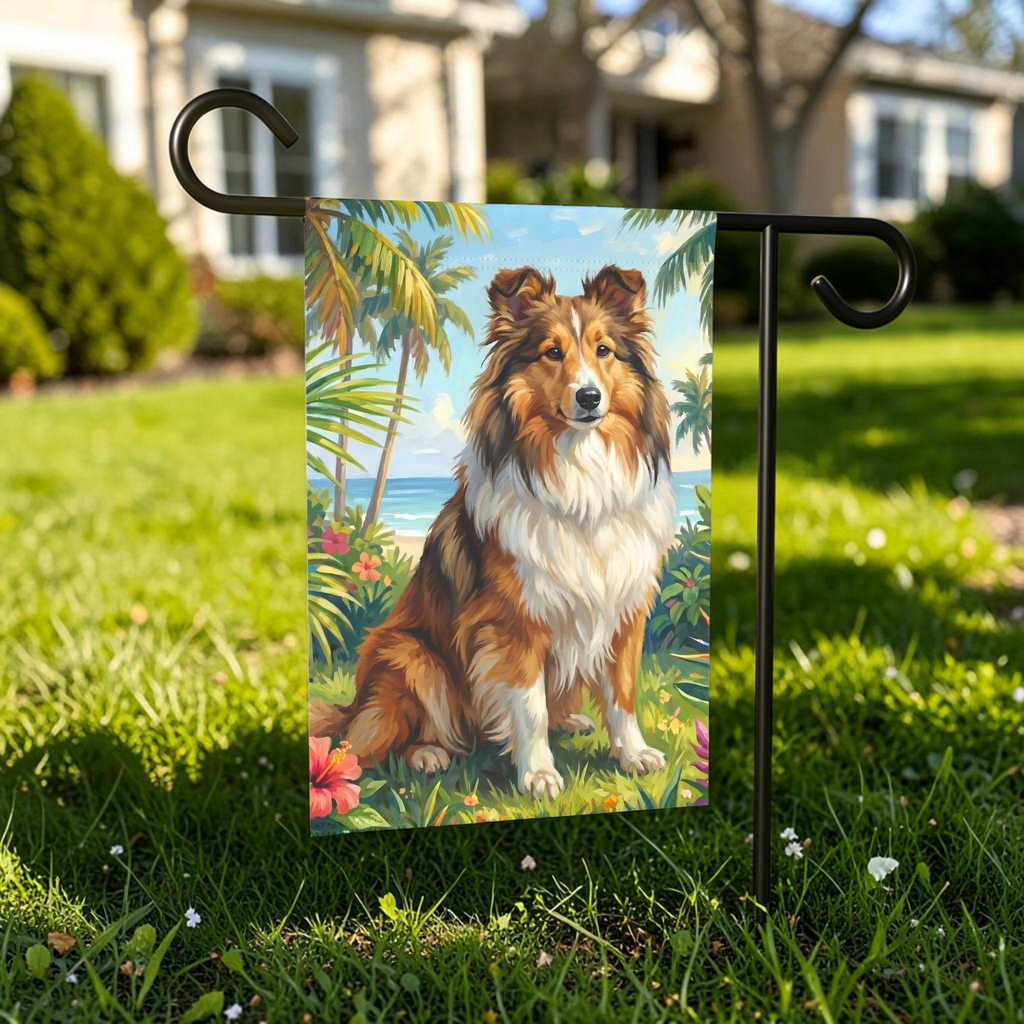 Palm Tree Summer Sheltie Garden Flag