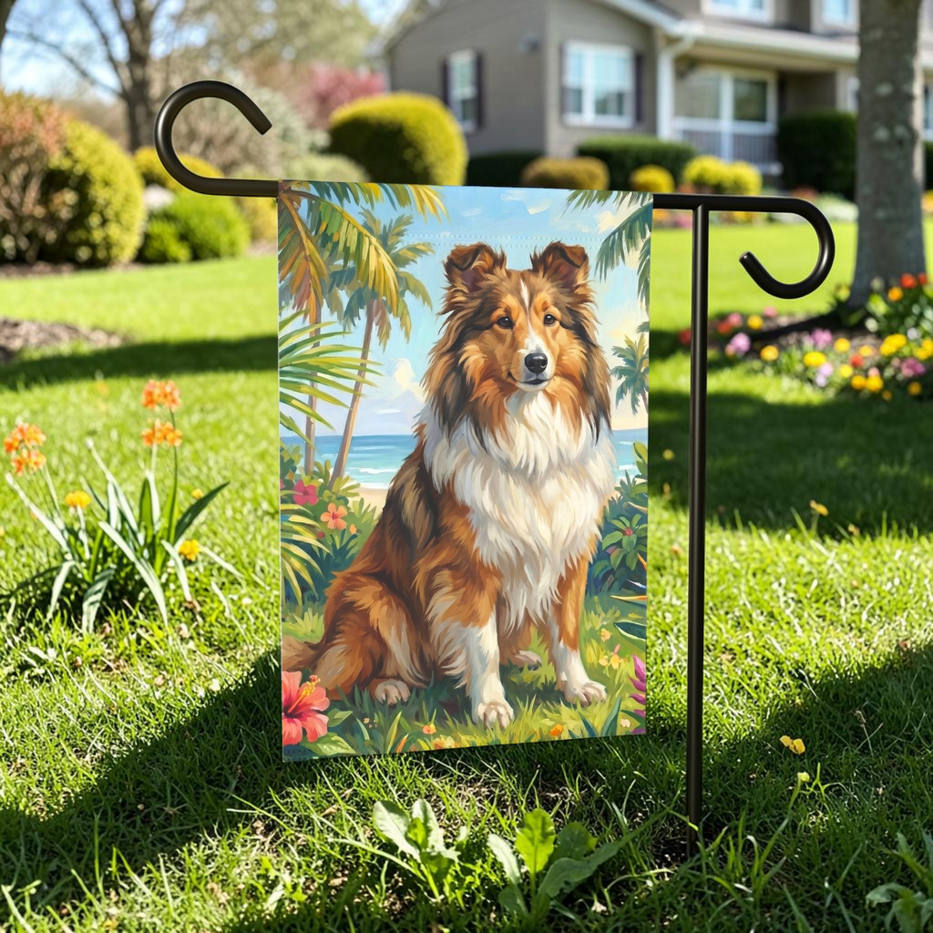 Palm Tree Summer Sheltie Garden Flag