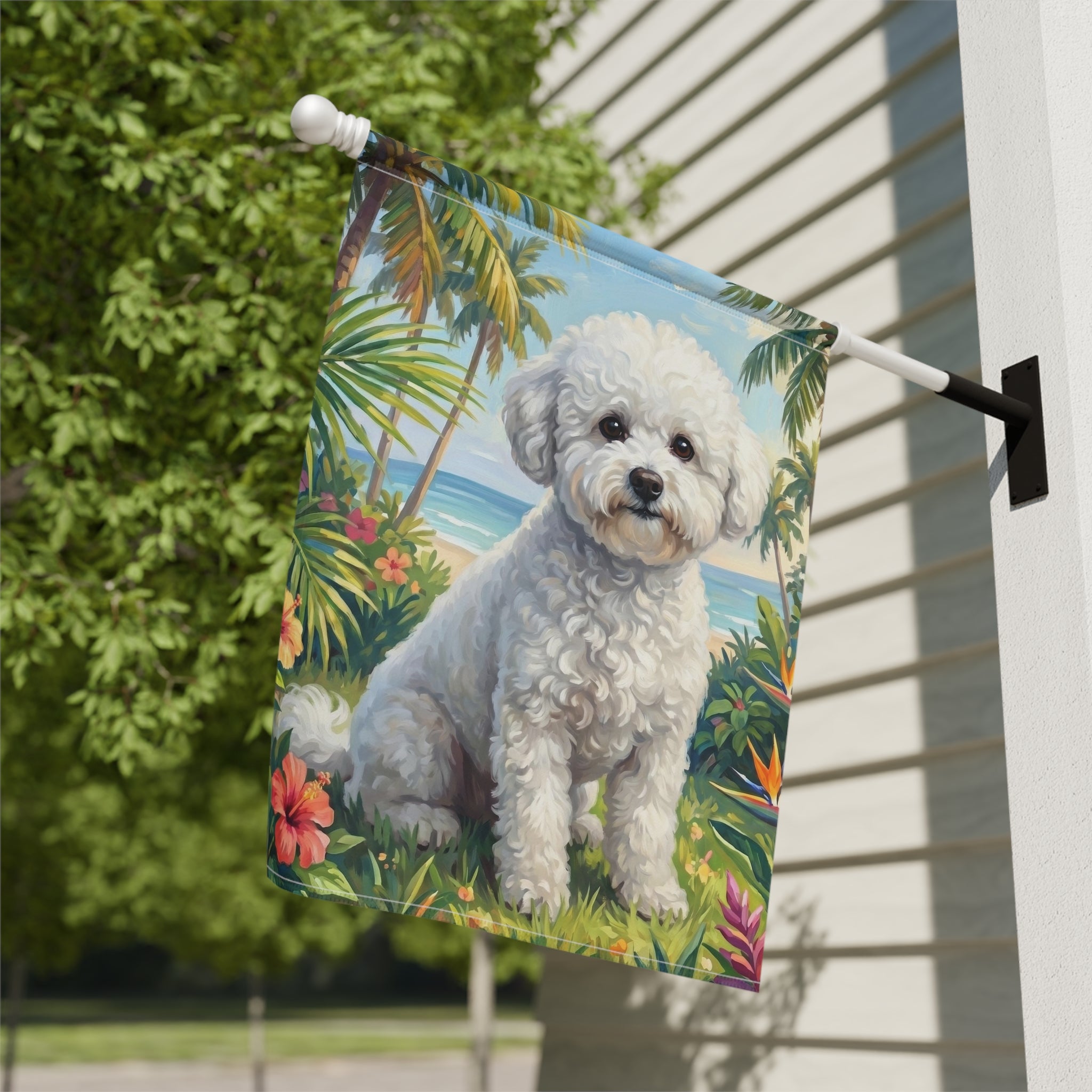 Palm Tree Summer Bichon Frise Garden Flag