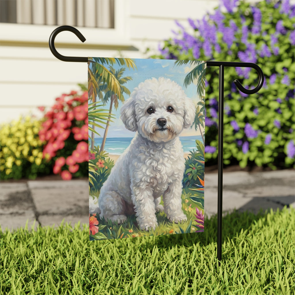 Palm Tree Summer Bichon Frise Garden Flag