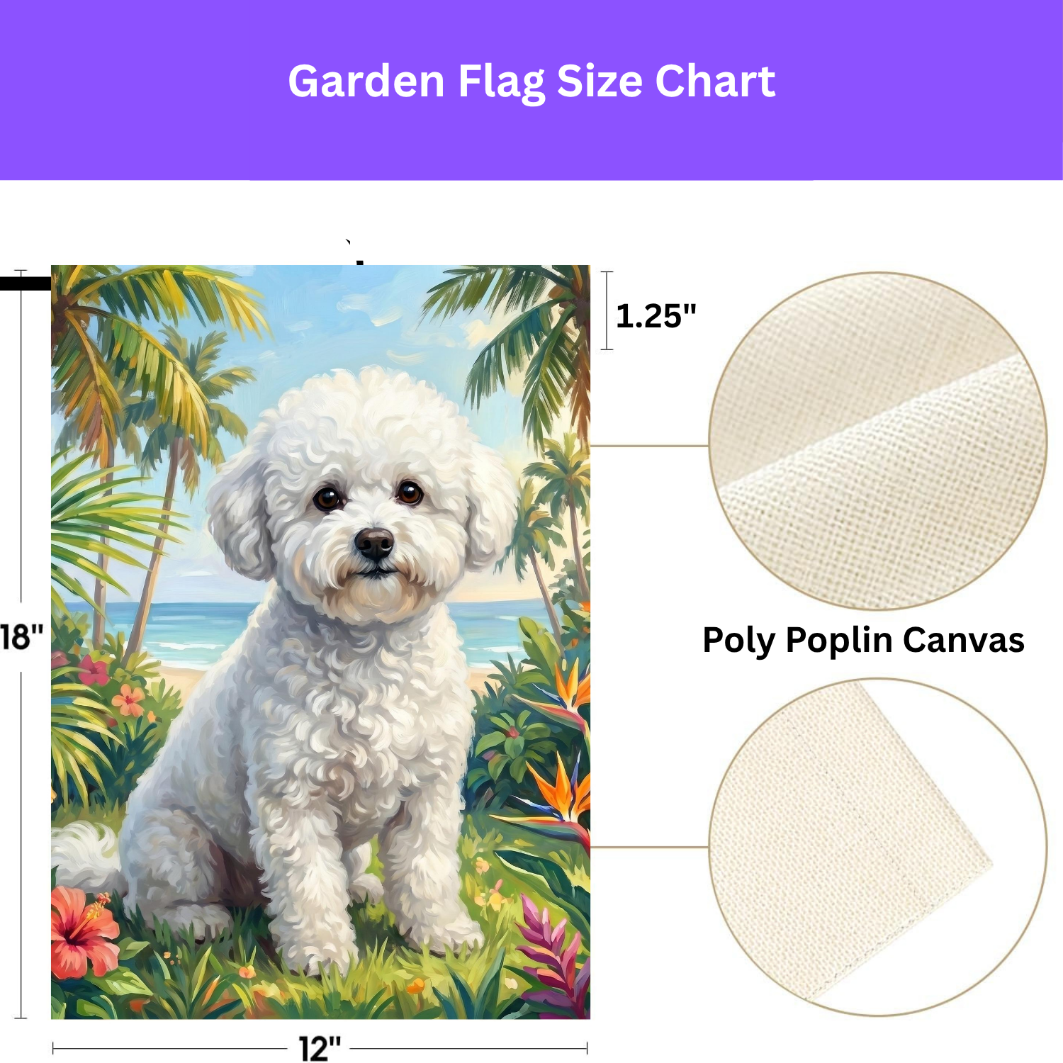 Palm Tree Summer Bichon Frise Garden Flag