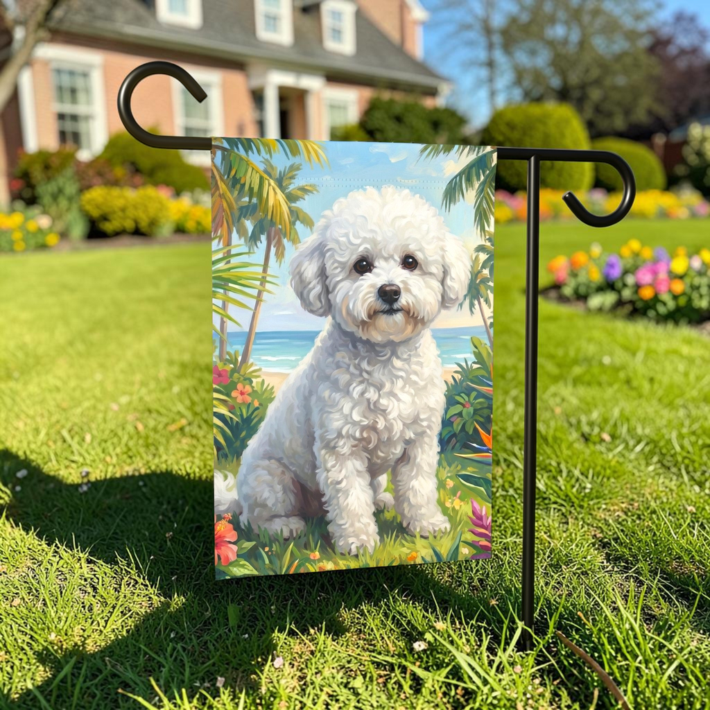 Palm Tree Summer Bichon Frise Garden Flag