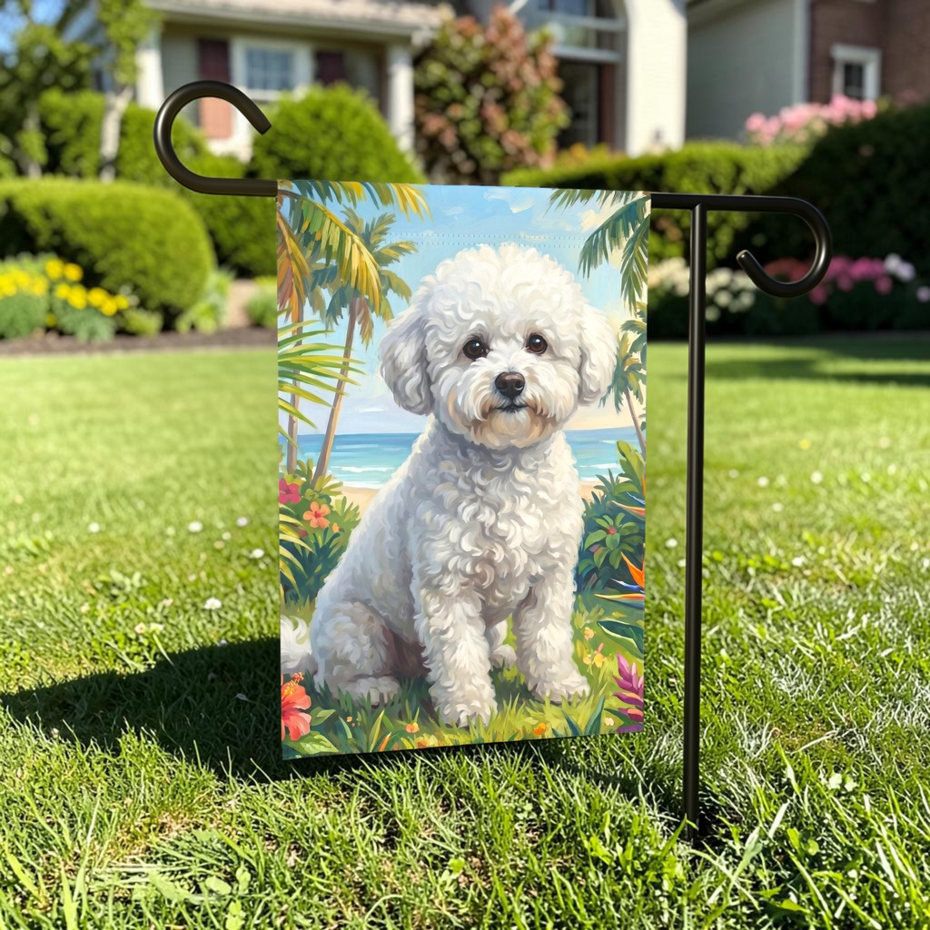 Palm Tree Summer Bichon Frise Garden Flag