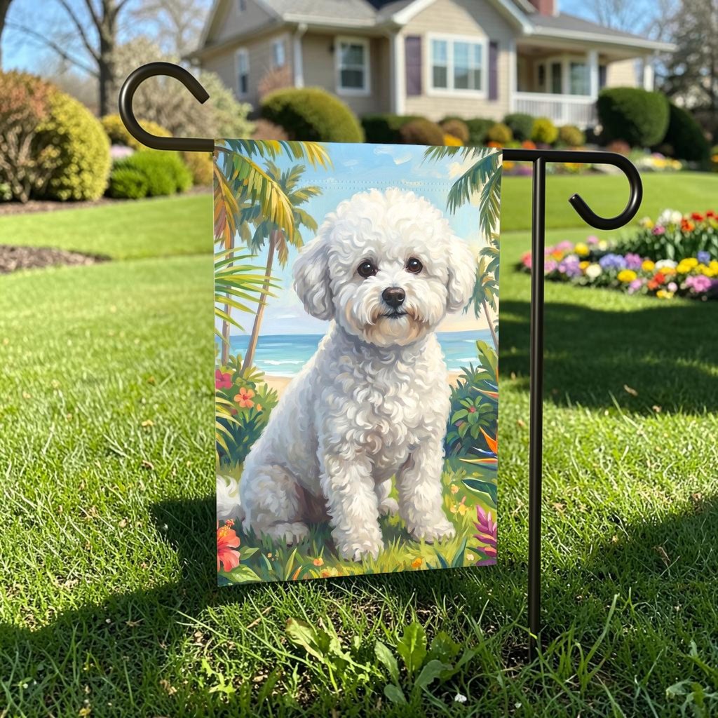 Palm Tree Summer Bichon Frise Garden Flag