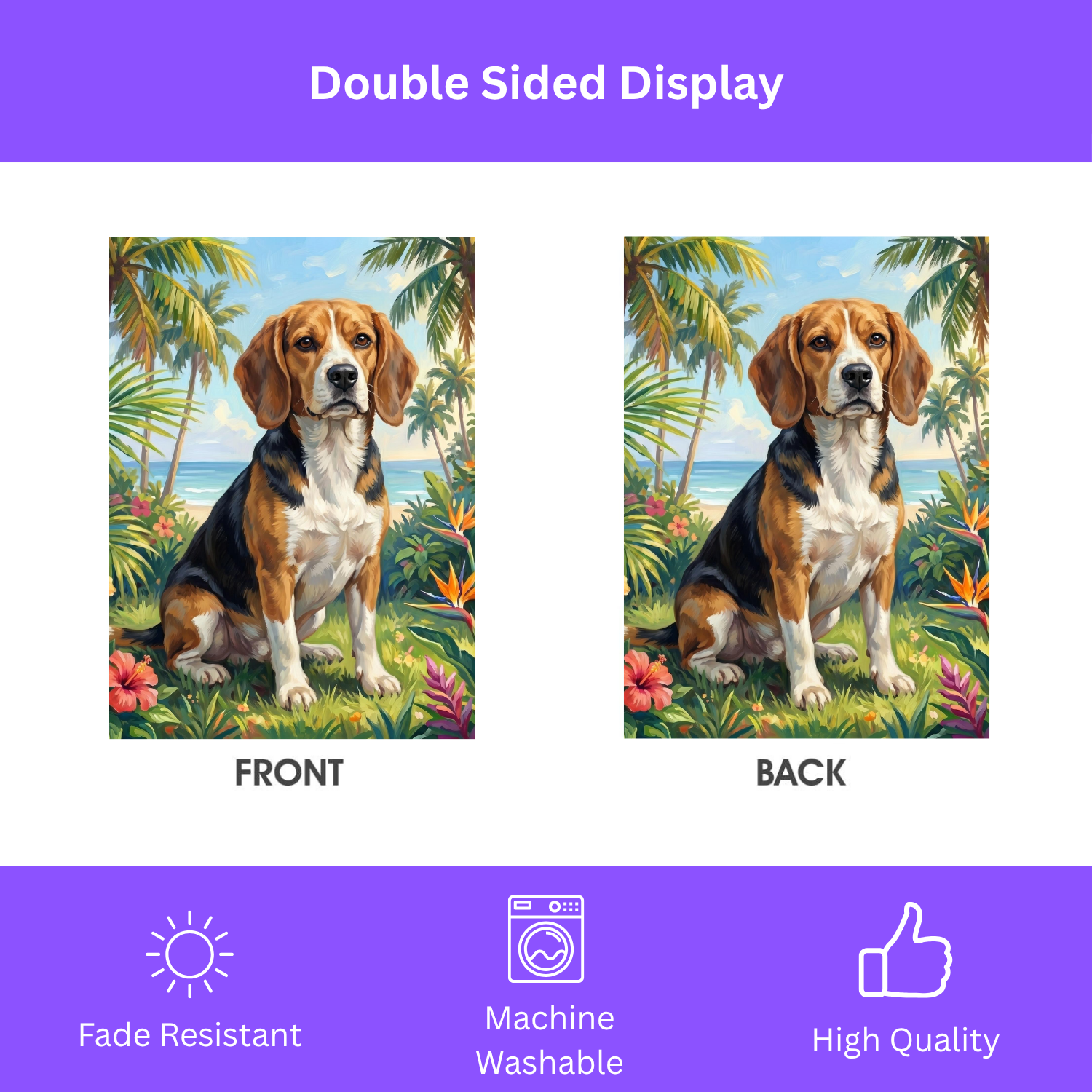 Palm Tree Summer Beagle Garden Flag
