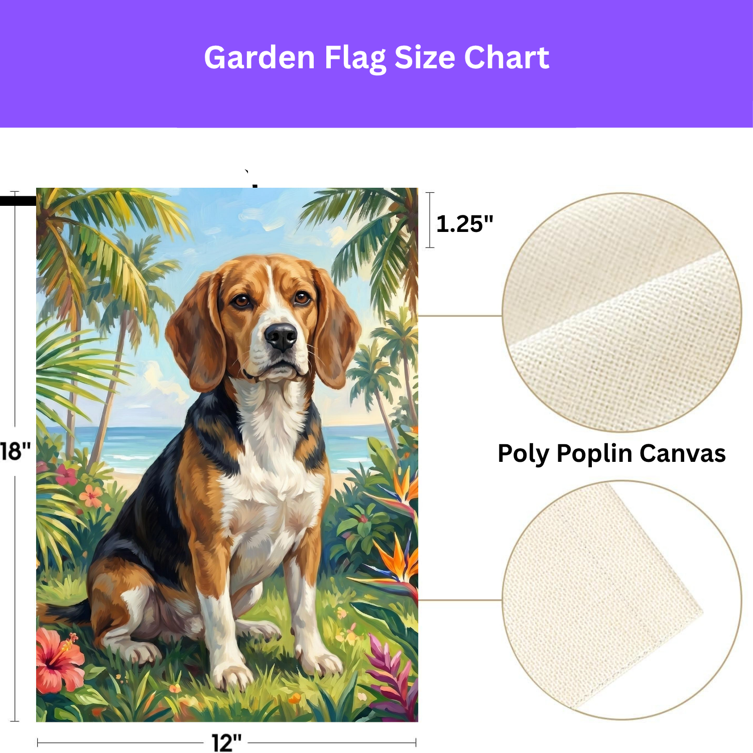 Palm Tree Summer Beagle Garden Flag