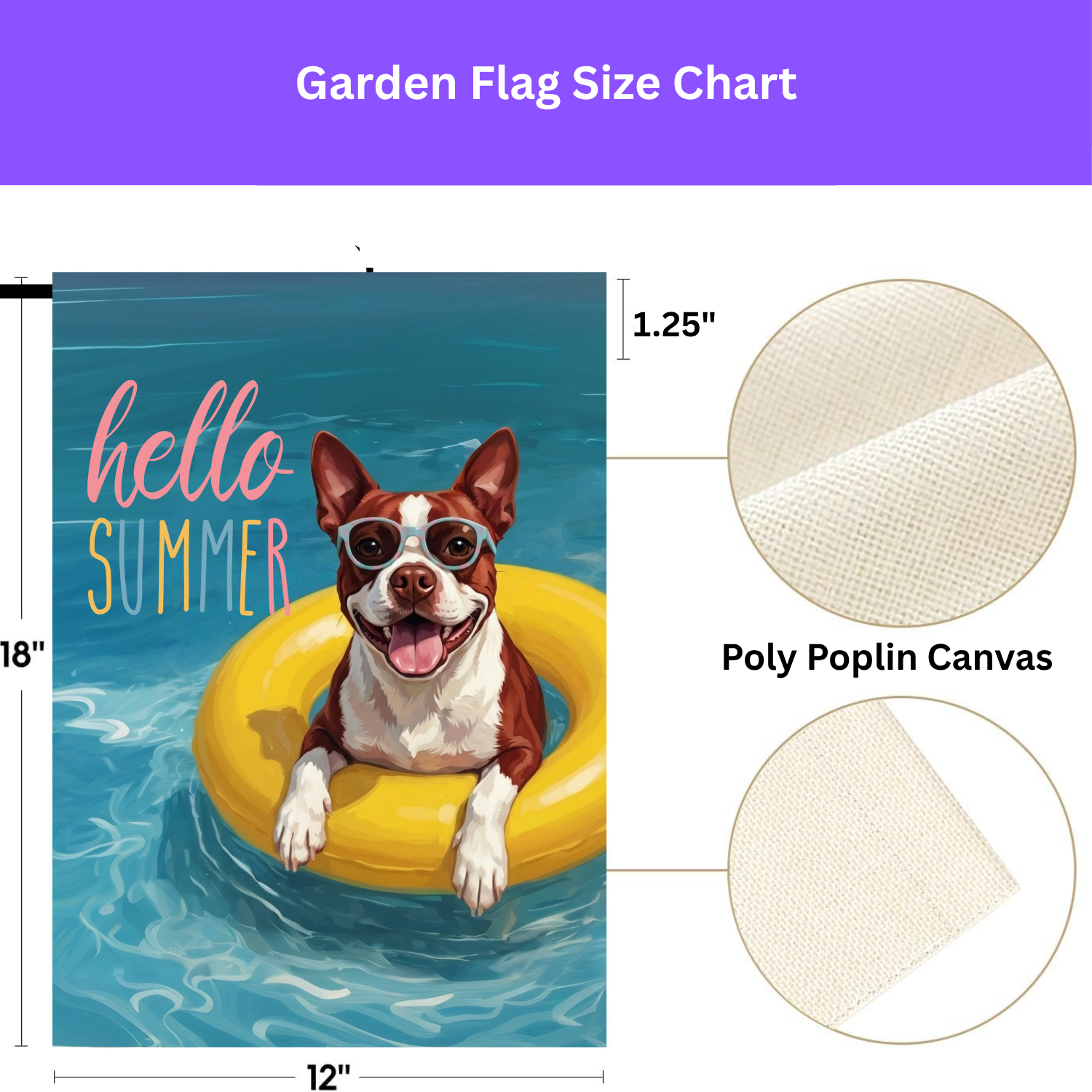 Hello Summer Red Boston Terrier Garden Flag