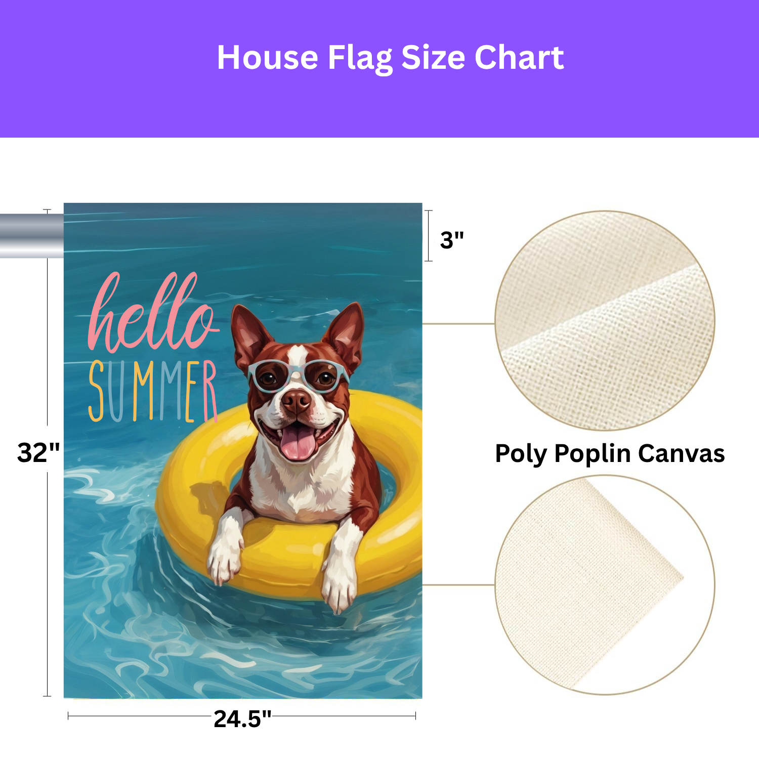 Hello Summer Red Boston Terrier Garden Flag