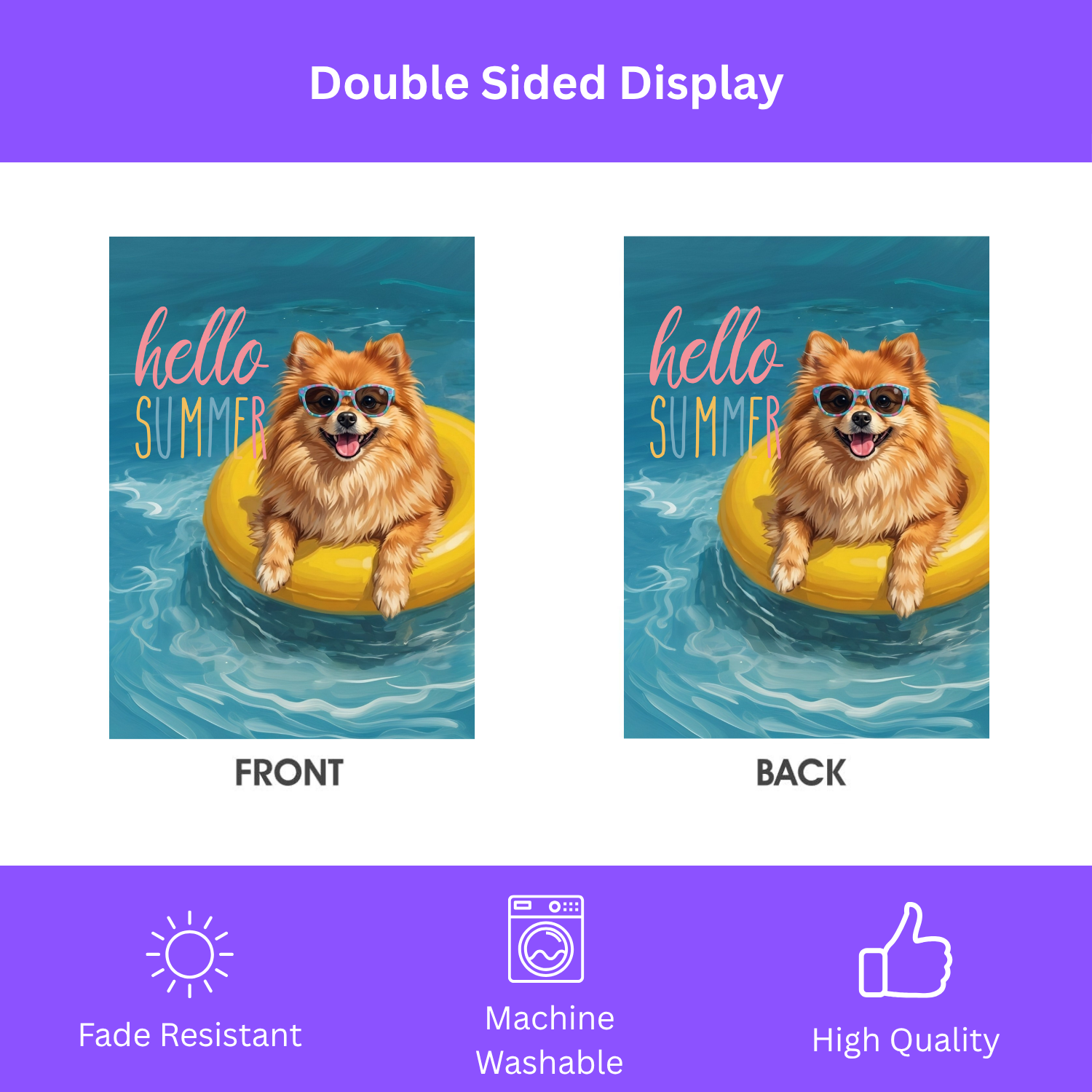 Hello Summer Pomeranian Garden Flag