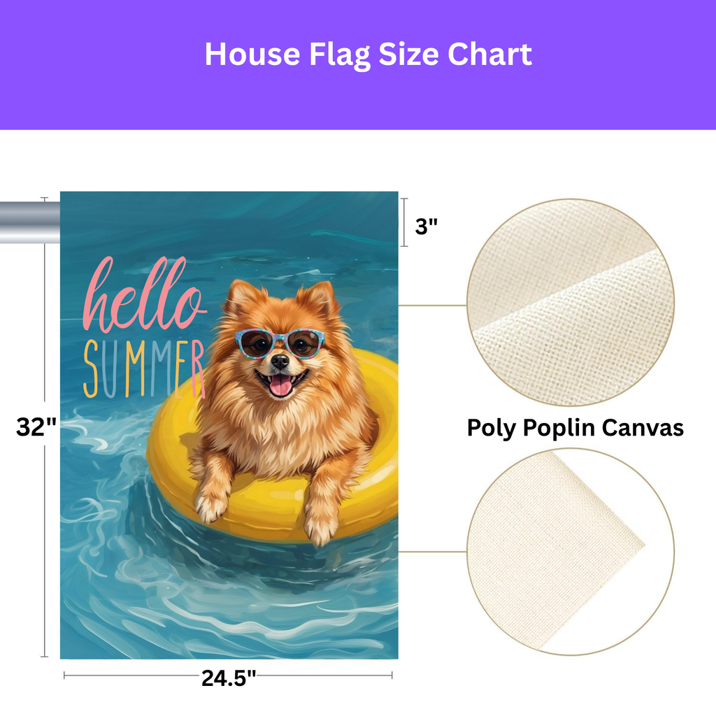 Hello Summer Pomeranian Garden Flag